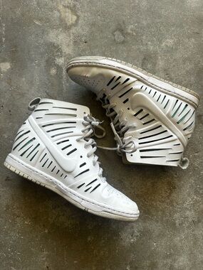 NIKE Joli Dunk Sky Hi Hidden Wedge Women's 8.5 White Sneakers Shoes Cut Out Heel